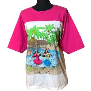 VTG Fiorelle Sport 100% Cotton Aloha Vacation Themed Shirt Womens M